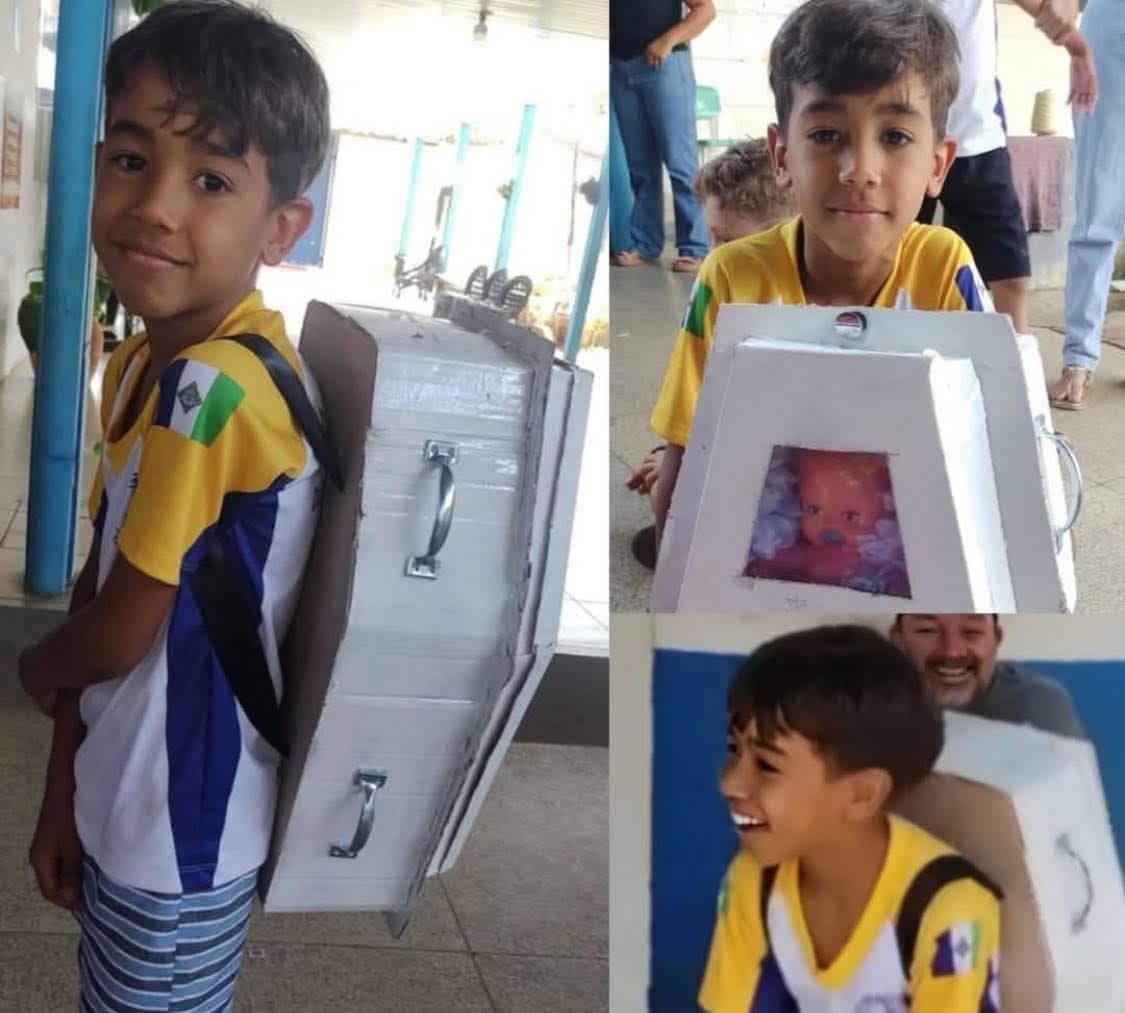 “É pro meu pai”: menino de 8 anos comove ao transformar saudade em homenagem na escola