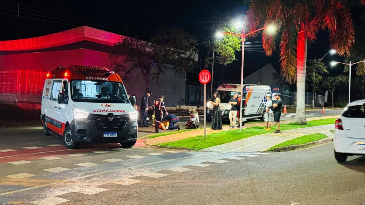 🚨 Motociclista fica ferido após acidente na Avenida Santos Dumont, em Goioerê