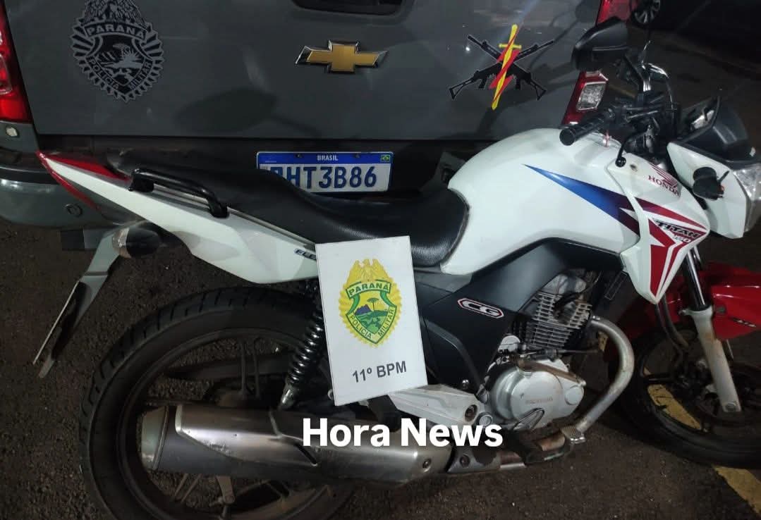 MOTOCICLETA FURTADA EM GOIOERÊ É RECUPERADA PELA PM EM CAMPO MOURÃO