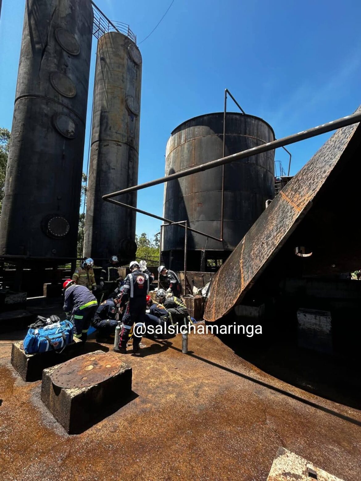 Homem fica em estado gravíssimo após explosão de tanque.
