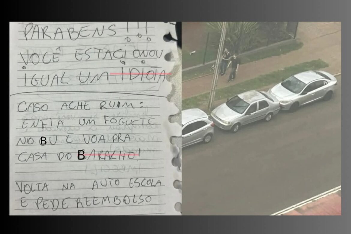 Motorista deixa recado após ser “fechado” ao estacionar em Maringá