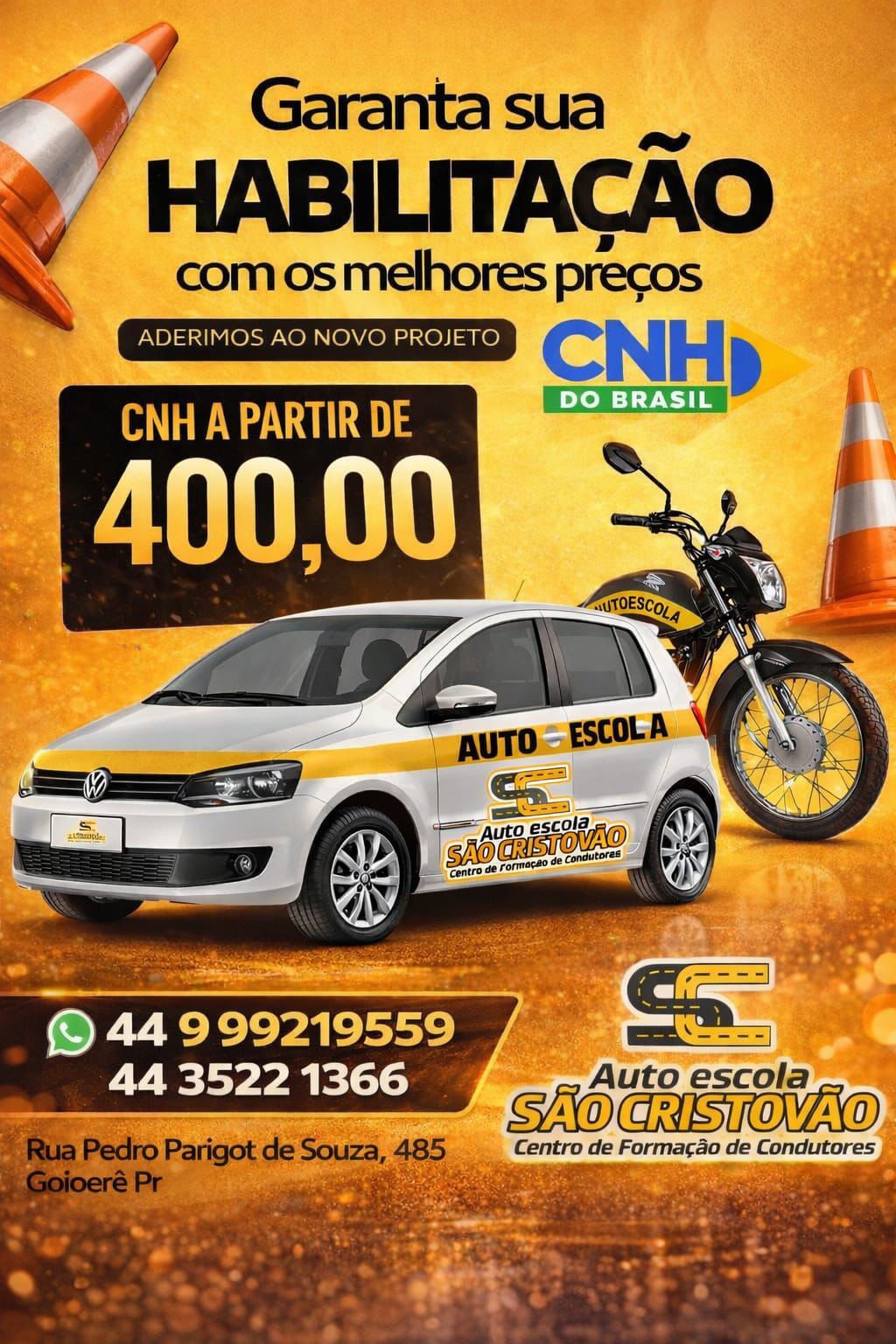 Auto Escola São Cristóvão lança CNH a partir de R$ 400. CLIQUE AQUI APROVEITE